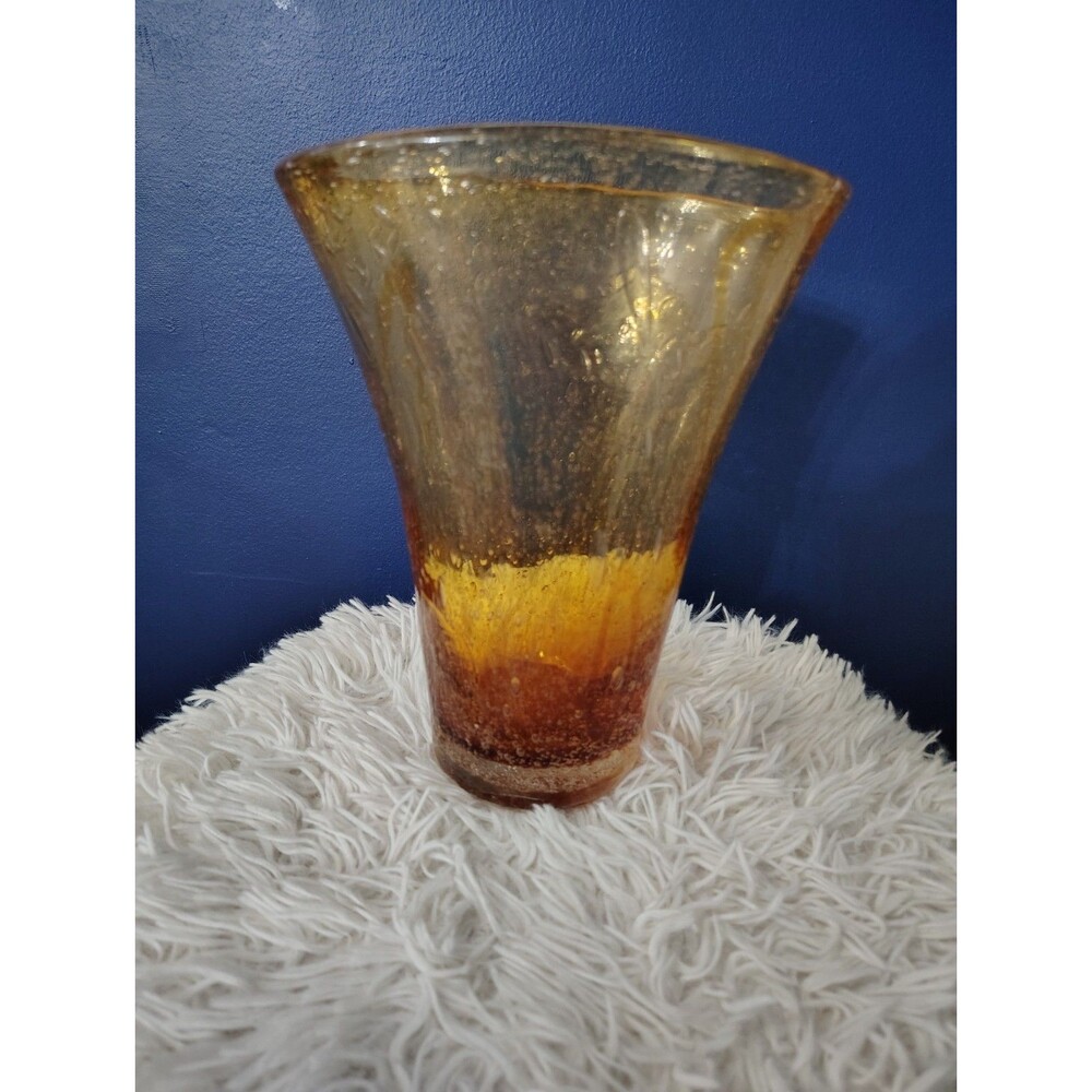 Amber Bubble Glass Vase by Creative Artisans, hand blown.